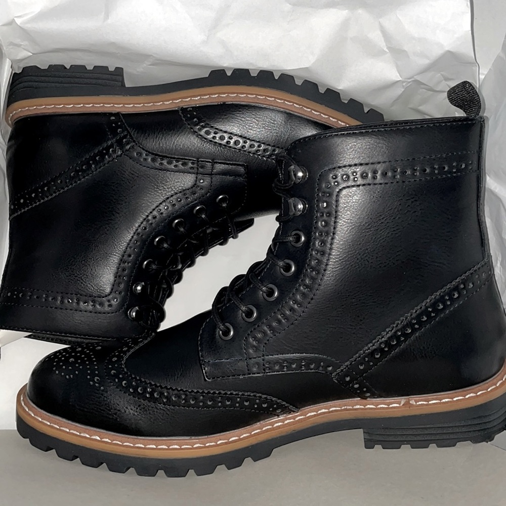 Mens Black Sawyer Faux Leather Boots